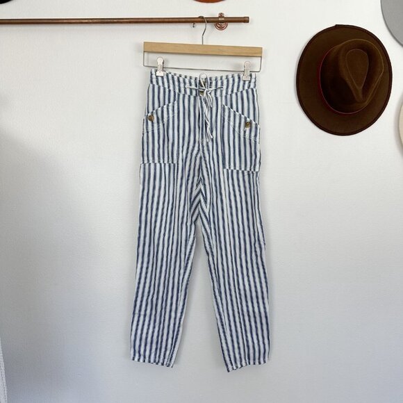 American Eagle Striped Cotton Trouser Pants 00 Regular - Picture 2 of 3